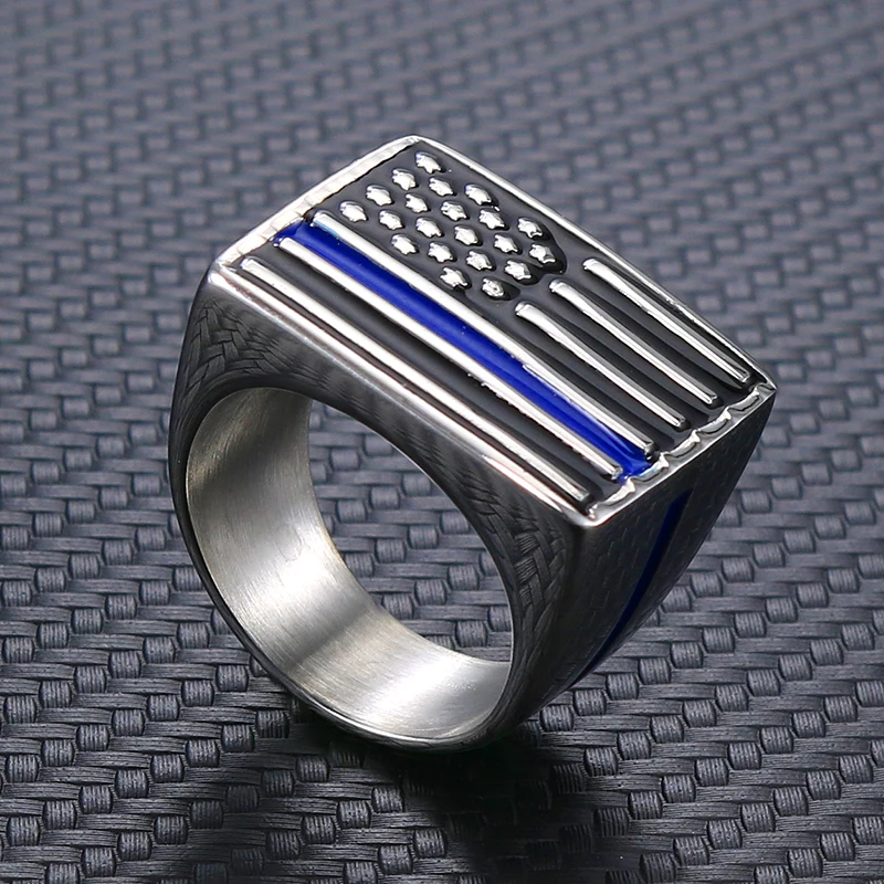Fashion personality tide male American flag pattern stainless steel ring Vintage punk men casting jewelry wholesale | Украшения и