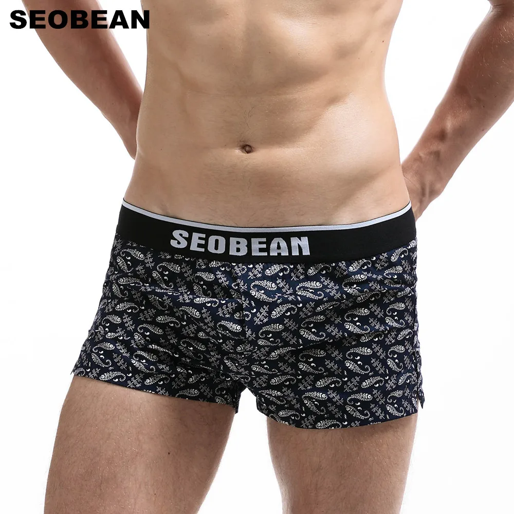 Мужское нижнее белье Seobean хлопковые боксеры для сна с сумкой пениса|men underwear boxer
