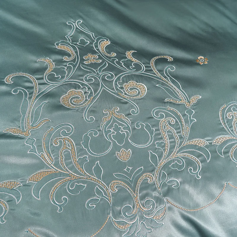 DIFUNINA Bamboo Cotton 4pcs Bedding Sets Solid Color silk embroidered Duvet Cover Pillow Bed Sheet Twin Queen King Size | Дом и сад