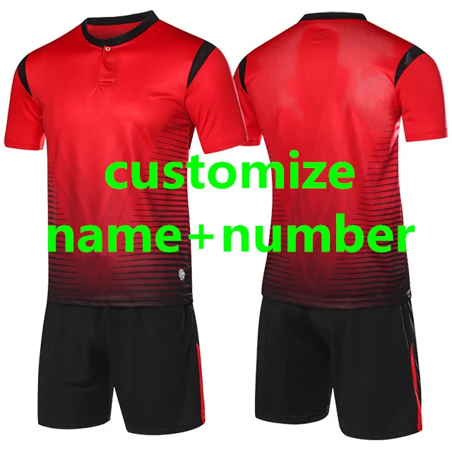 Custom name number Футбольные майки для детей и мужчин, набор футболок для футбола survetement, детские футболки для мальчиков с пуговицами, комплект тренировочной формы Futbol - Цвет: Custom name number