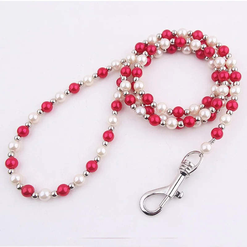 Роскошный поводок для собак с жемчугом прочная проволочная цепь домашних