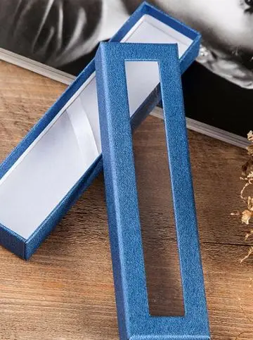 Blue 17,3x4,3x2,1 см ручка бумажная коробка Общий Творческий Подарочная упаковка из картона коробки короб для бумаг картонный с пластиковое окно из ПВХ - Цвет: Blue