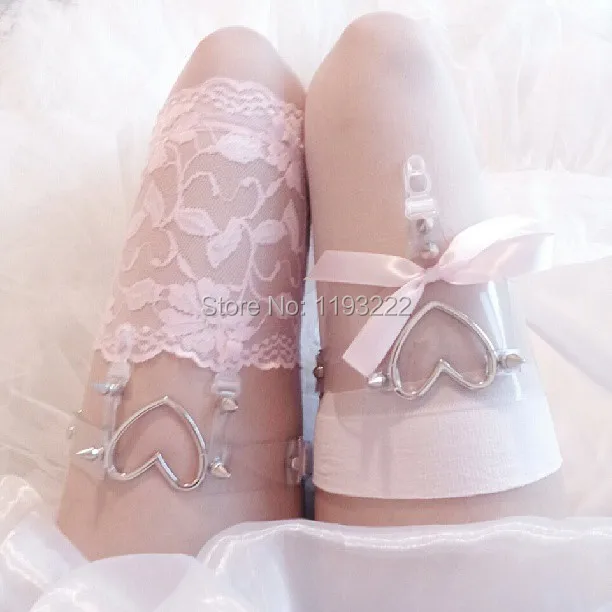 Подвязки ручной работы в стиле панк рок|heart leg garter|studded garterleg garter |