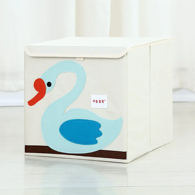 Swan ONEUP 3D вышивка мультфильм животных складной ящик для хранения 33*33 игрушки органайзер ящик Органайзер для хранения нижнего белья коробки держатель коробка - Цвет: Swan