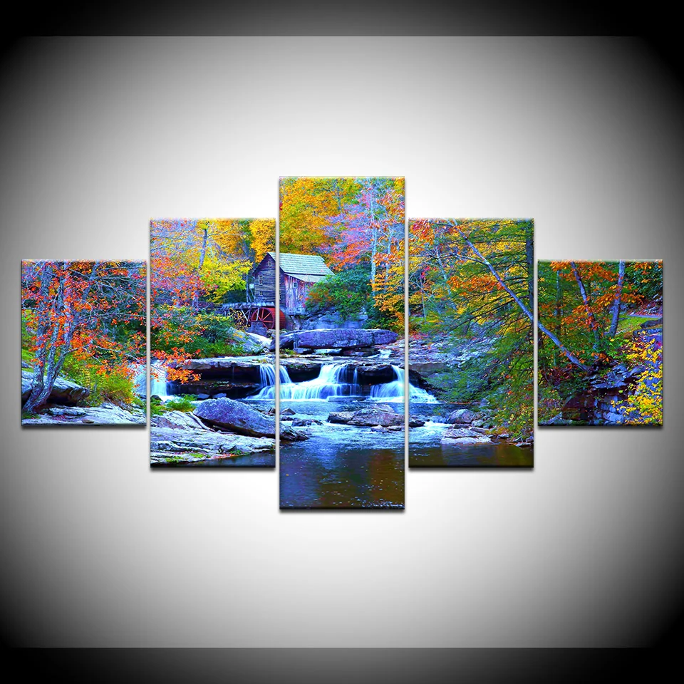 5 панель модульного Wall Art Картины художественное украшение для дома крик водопад