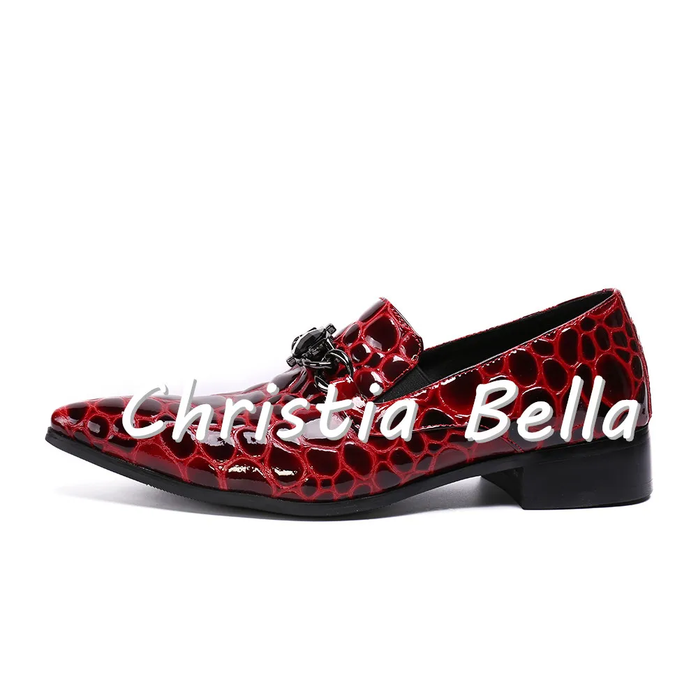 Christia Bella Мужская мода неподдельный кожаный Обувь в деловом стиле цепи вечерние