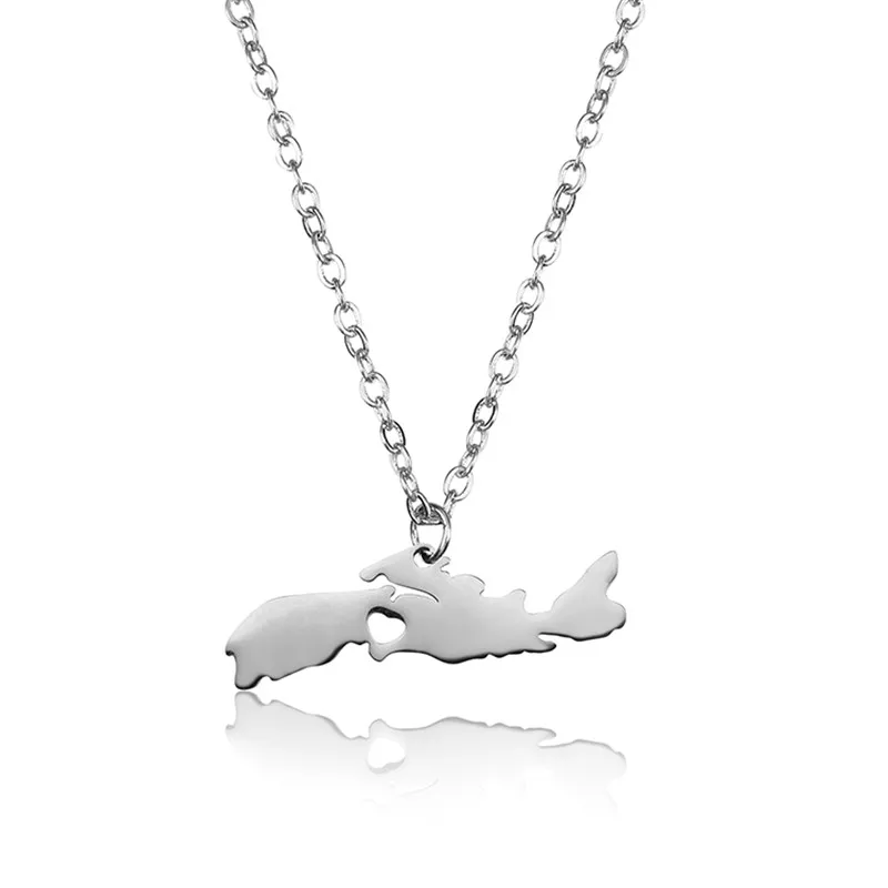 

New 304 Stainless Steel Nova Scotia Map Necklace High Quality Canada Nova Scotia Map Heart Pendant Necklace Women Map Jewellery