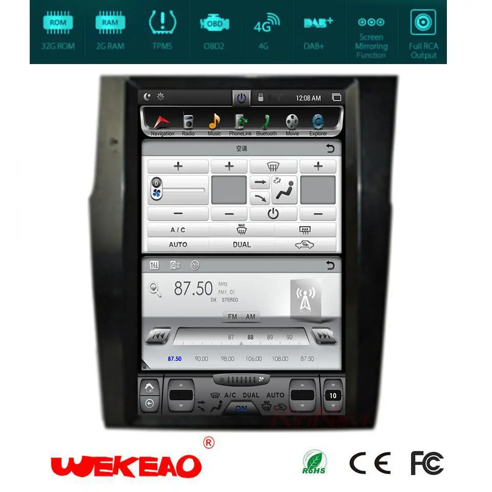 Wekeao 12 1 &quotСенсорный экран Авто Стерео автомагнитолы для Citroen C4 2012 2016 dvd плеер Тесла