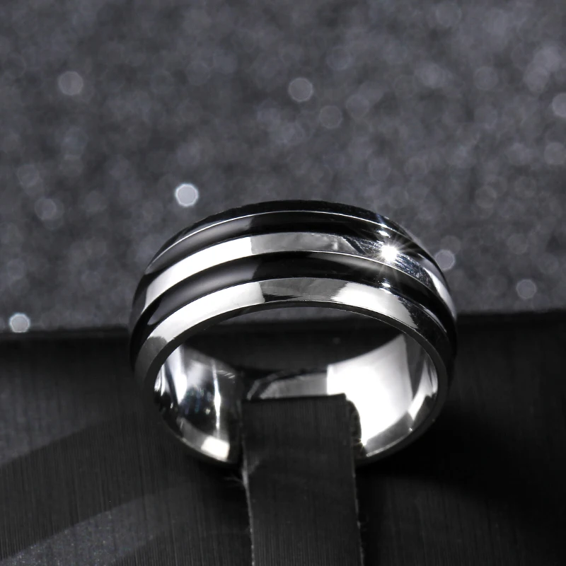 Высококачественное винтажное серебристое черное титановое кольцо длиной 8 мм от