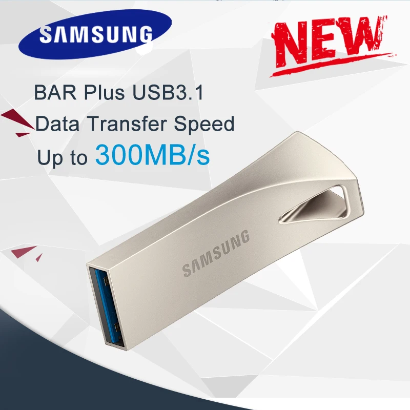USB флеш накопитель SAMSUNG BAR PLUS объемом памяти 32 Гб или 64 ГБ 128 256 USB3.1 до 300 МБ/с. pendrive