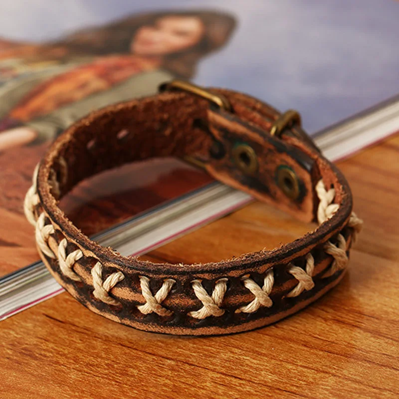 Модные Винтажные плетеные браслеты ручной работы в этническом стиле из коровьей