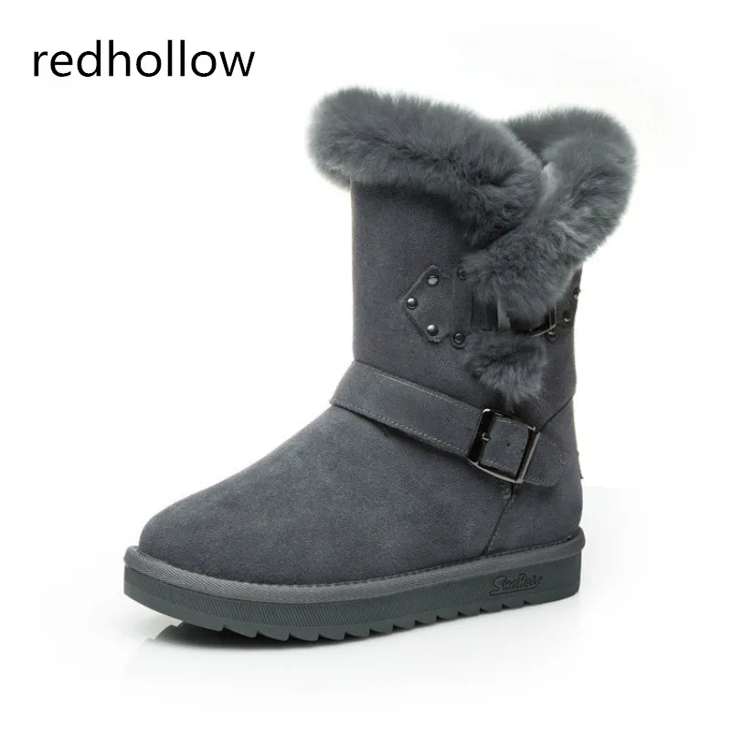 Snow Boots Brand Women Winter Warm Genuine Leather Shoes Real Fur Plush Fashion Buckle Casual High Quality | Обувь