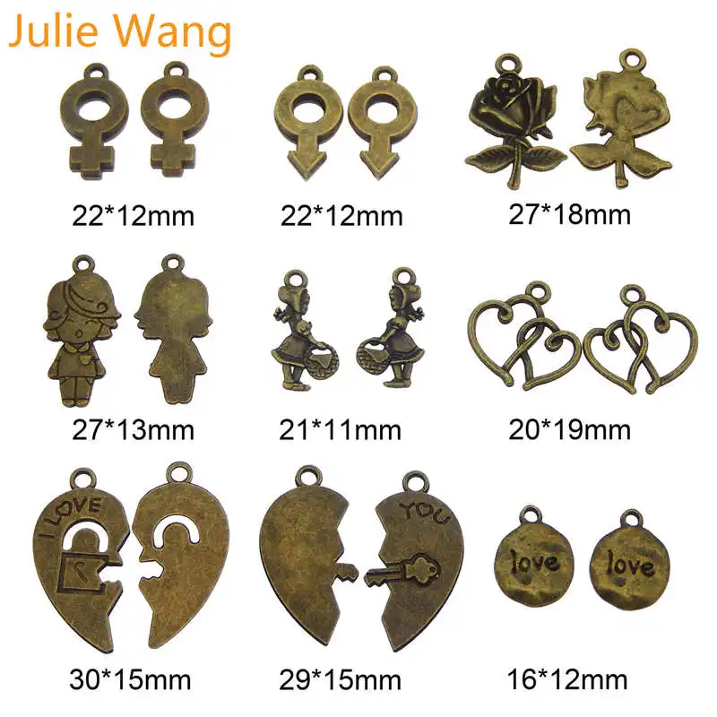 Julie Wang 9 шт. сплав смешанные сердца искусственный цвет подвеска для изготовления