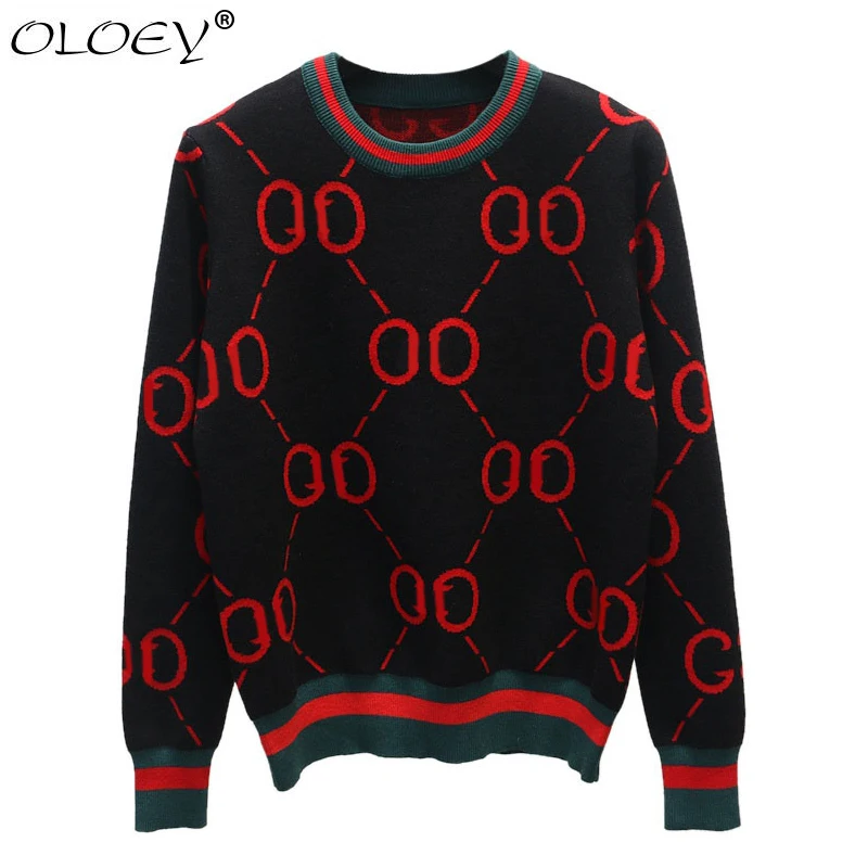 Women Sweaters and Pullovers 2019 letter pattern Knitted Fashion High Qaulity brand Autumn Winter Sweater | Женская одежда