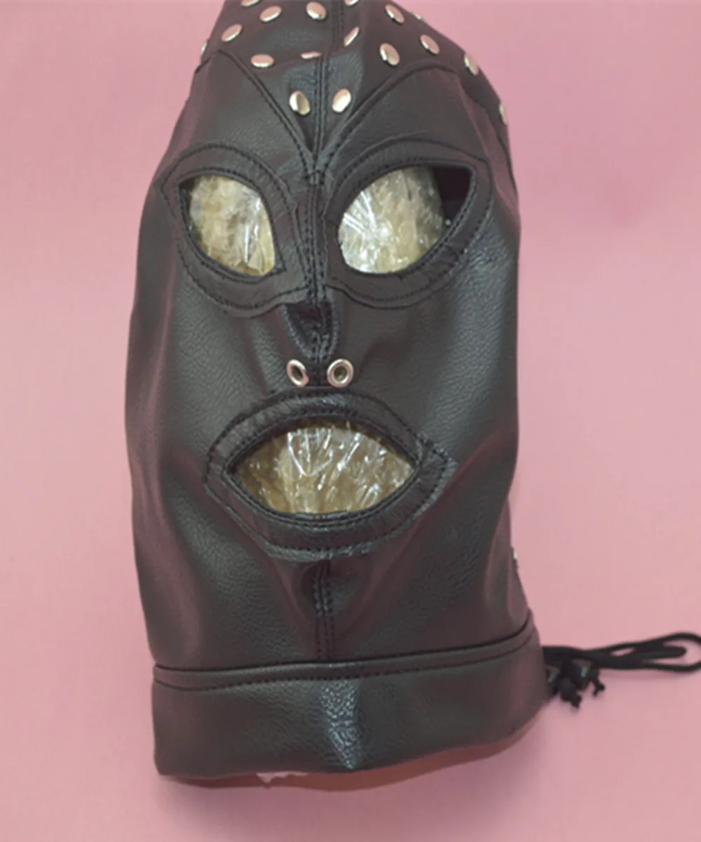 Регулируемый ПВХ кожаный капюшон маска бандаж для головы раб в играх взрослых