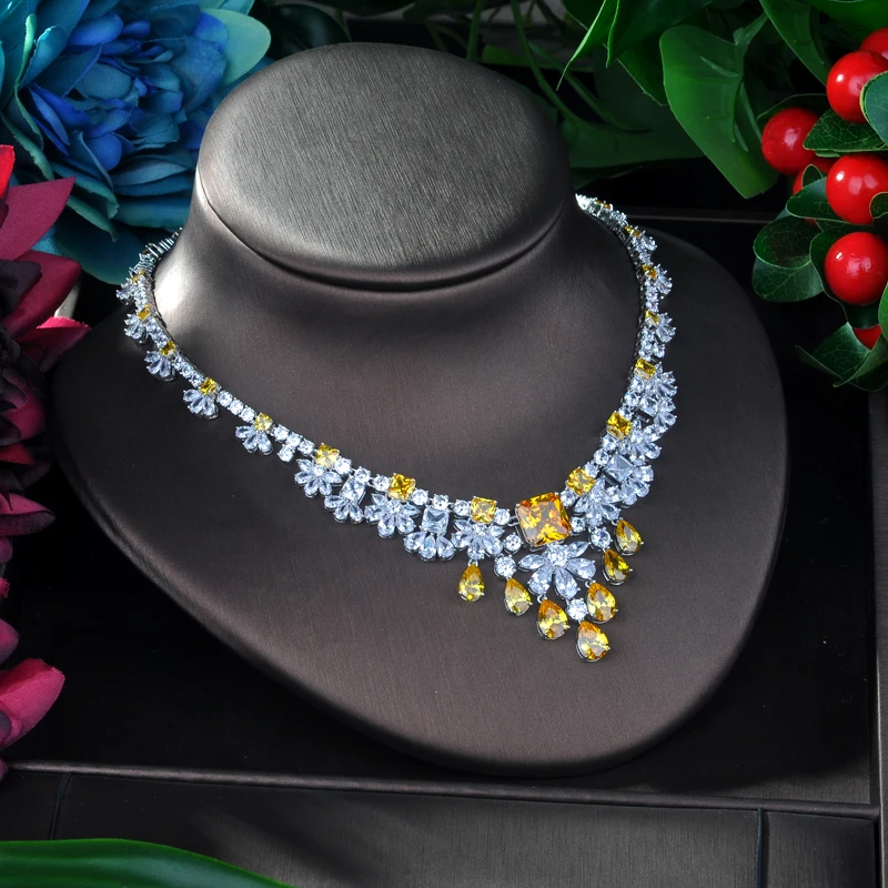 Женский комплект ювелирных изделий HIBRIDE набор из фианита AAA с блестящим цветком