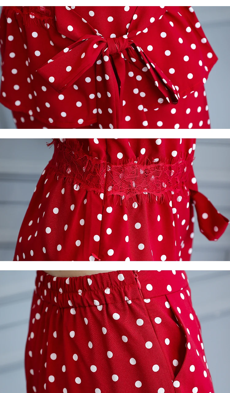 Весенний женский комплект 2 шт. в горошек повседневный летний костюм спортивный