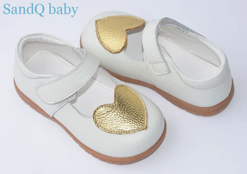 Туфли для девочек черные туфли мэри джейн из натуральной кожи с золотым сердцем