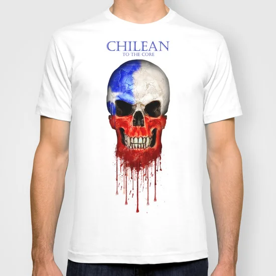 Чили череп флаг 2015 новинка мужской футболки с коротким рукавом хлопок | Мужская