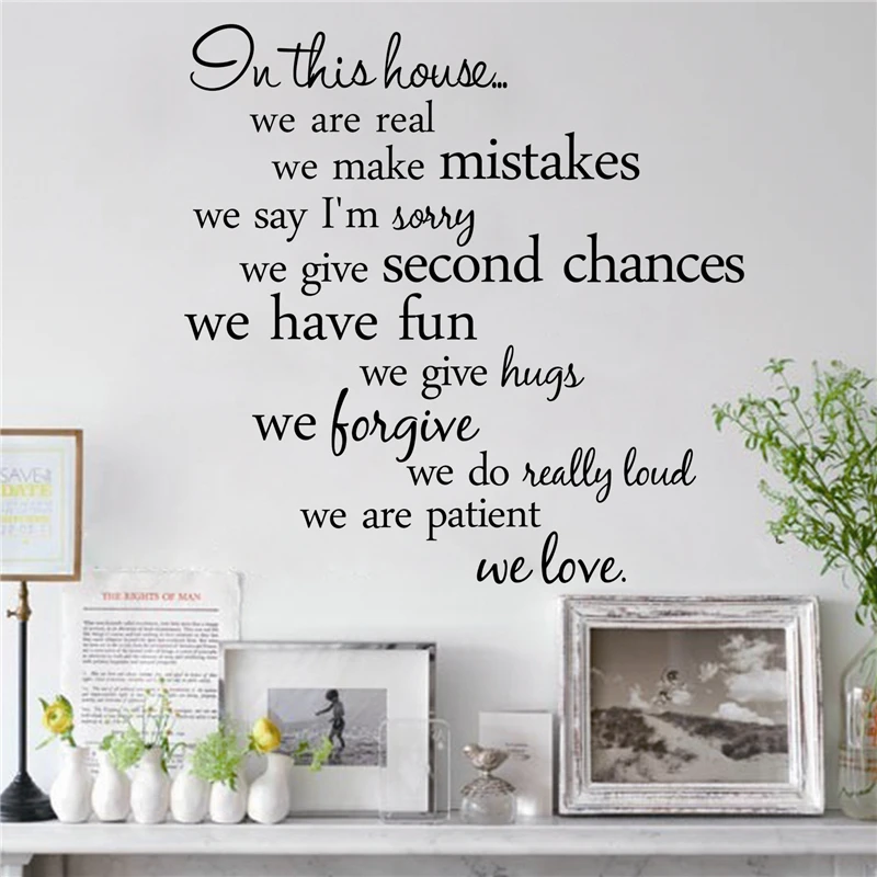 

In this house we are real Home Decal Family Vinyl Wall Sticker Quotes Lettering Words Living Room Backdrop Decorative Decor