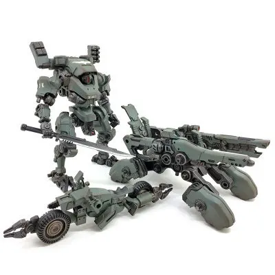 JOYTOY Темный источник третьего поколения мех пластиковая модель Железный отряд Броня мотоцикл двойная башня подвижная модель игрушки для детей - Цвет: Full set green