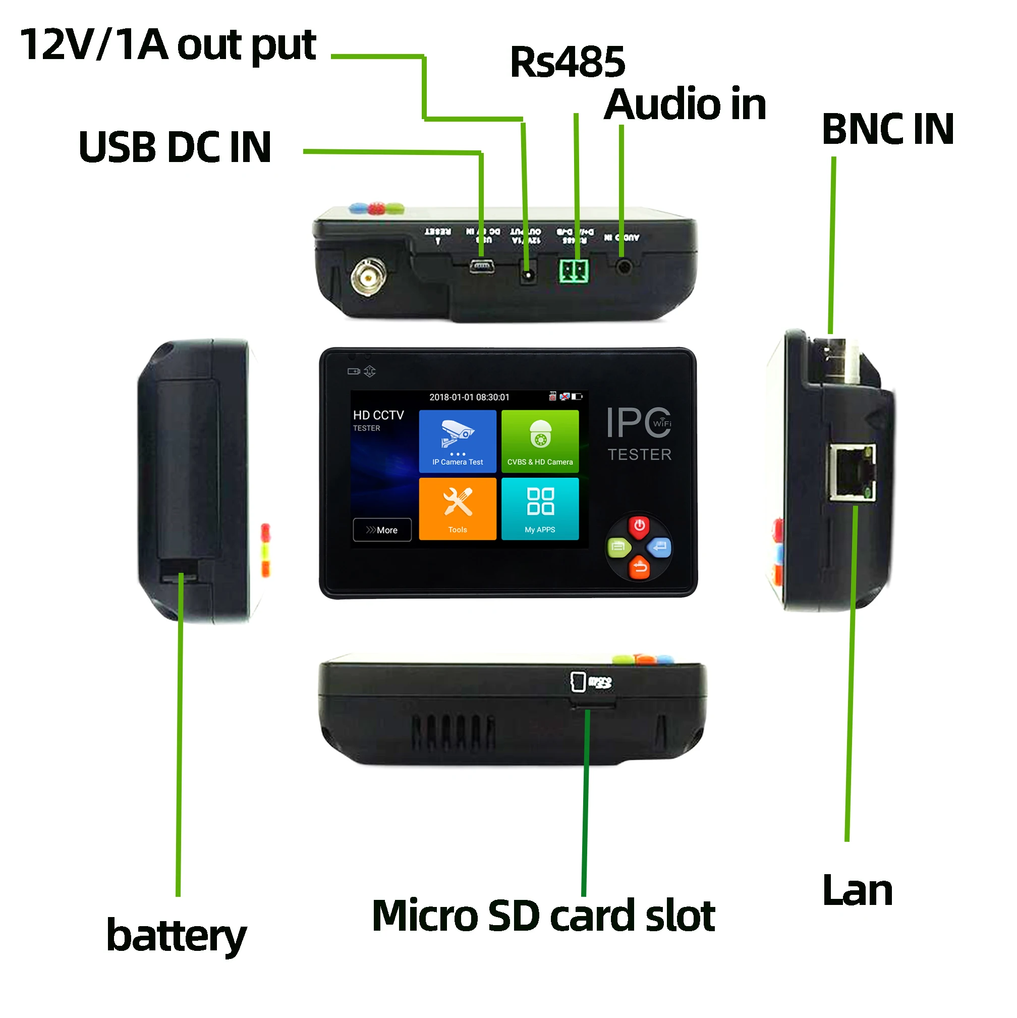 IP камера IPC1600ADH plus 4K H265 8 Мп тестер AHD/TVI / CVI CVBS CCTV монитор контроллер PTZ быстрый ONVIF IPC