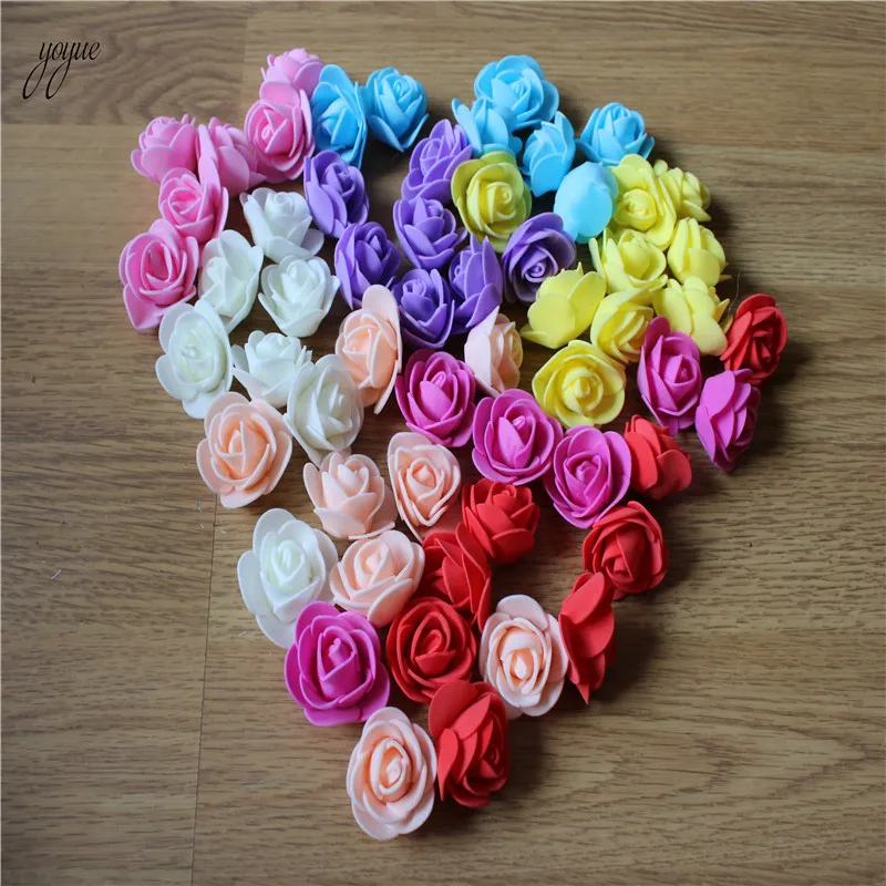 

500Pcs/lot 3cm Mini PE Foam Rose Flower Head Artificial Flowers For Home DIY Headdress Wreath Supplies Wedding Party Decoration