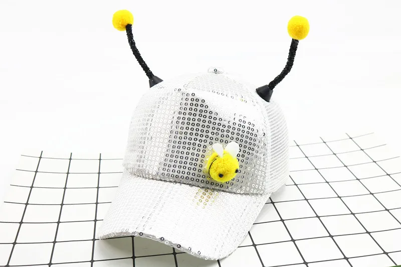 Детская бейсболка Bling Little Bee блестящая Кепка в стиле хип-хоп детская шапка с