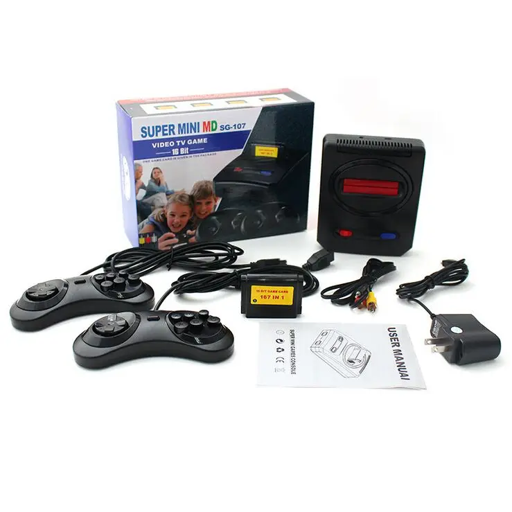 Супер мини 16 бит MD16 SG 107 AV out Семейные игры ТВ Видео игровая консоль бесплатно 167 sega