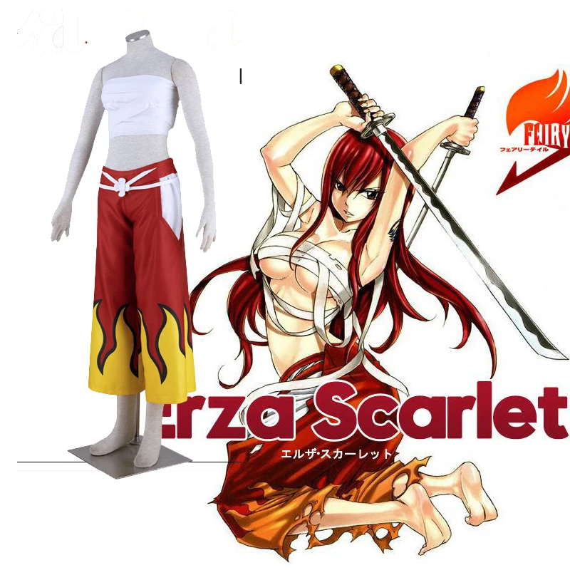 Короткая футболка с героями из японского аниме Fairy Tail карнавальный костюм Эрза
