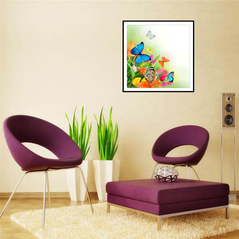 5D DIY Diamond Painting Cross Embroidery Butterfly Crystal Sewing Circle Mosaic Decoration | Дом и сад