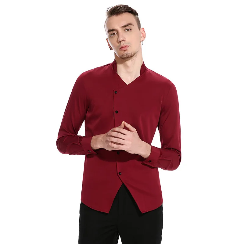 Для мужчин рубашка 2018 осень smart casual воротник рубашки зима новый косой двери