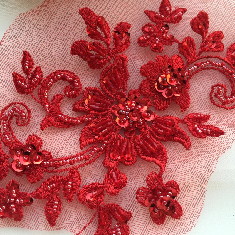 2 пары/4 шт. многоцветный DIY Аппликация из бисера ручной работы цветок патч свадебное платье кружевные аксессуары вышивка, ремонт одежды RS2115