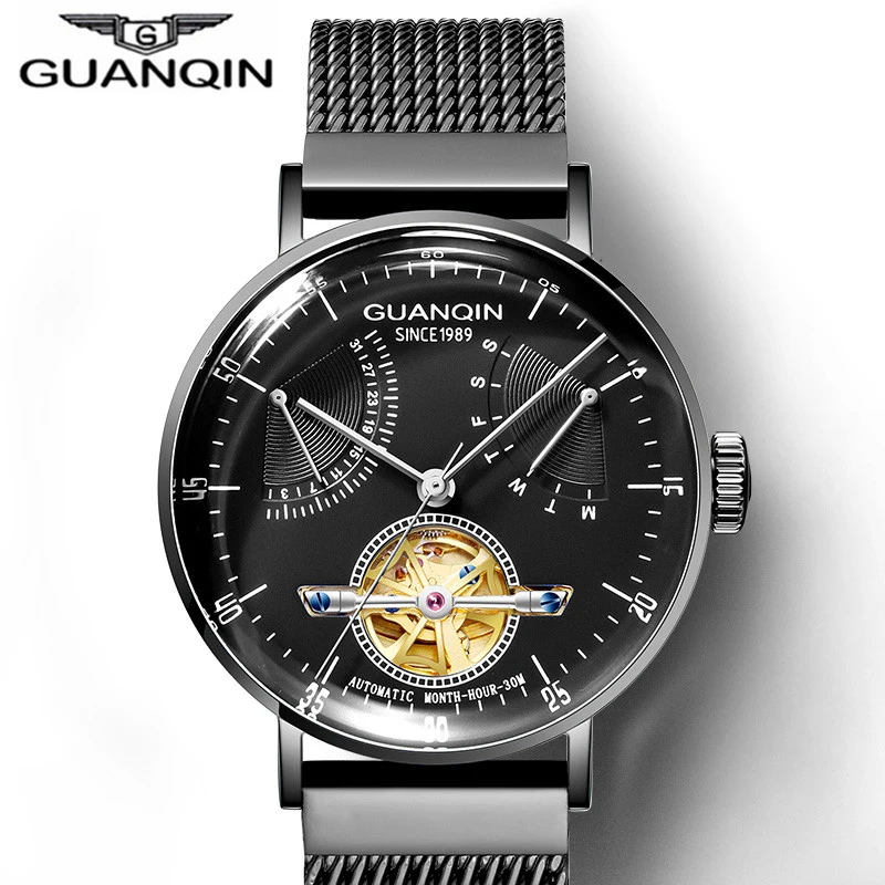 

Luxury Brand Men Automatic Mechanical Black Steel Sports Watches Men's Army Military Watch Man Tourbillon Clock Relogio 2019 NEW