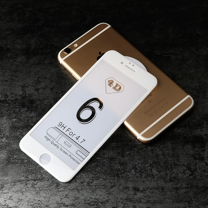 Высококачественное 4D закаленное стекло для iPhone 7 Plus Новая защитная пленка экрана с полным покрытием 3D изогнутого края 6 6S.
