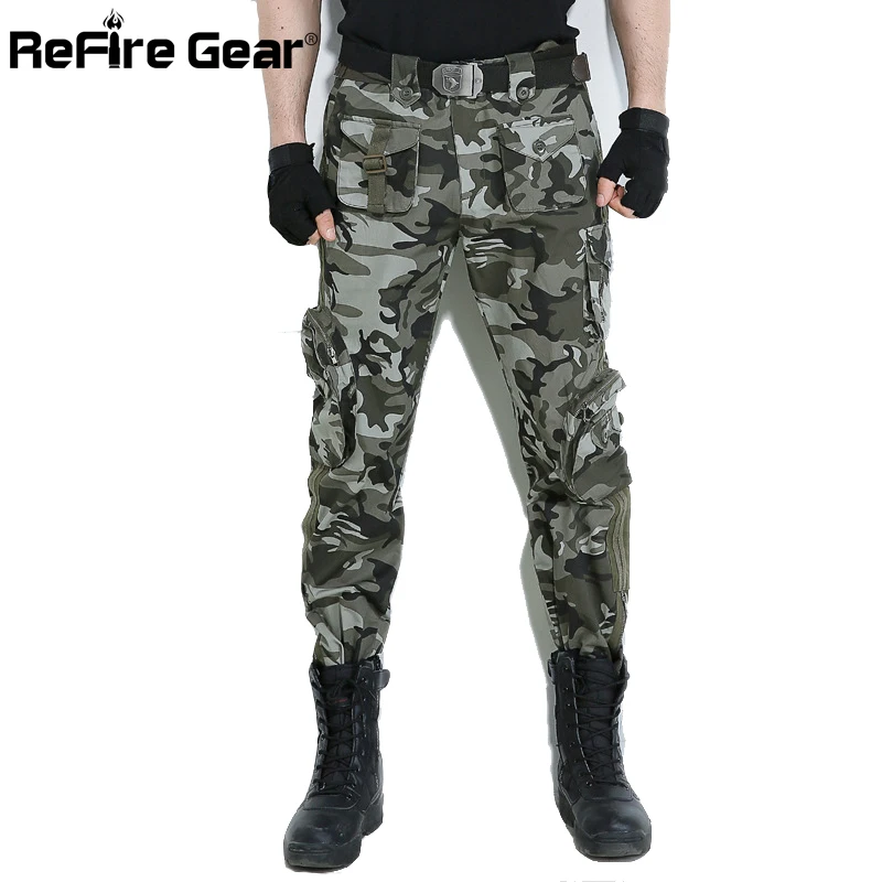Refire gear армейские военные карго Брюки мужские SWAT мульти-карманы хлопок тактические брюки ВВС страйкбол камуфляж брюки