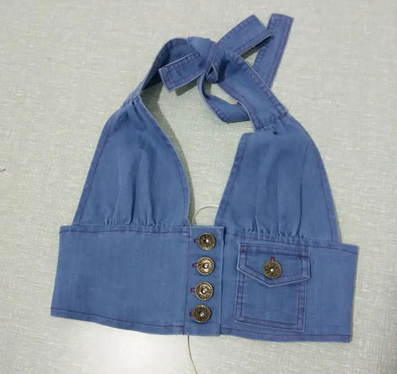 Лидер продаж сексуальный женский джинсовый жилет на бретелях без рукавов с