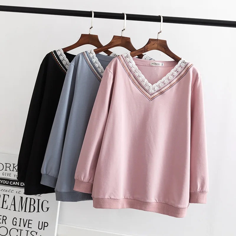 2019 размера плюс повседневные толстовки Весенняя женская одежда модная свободная