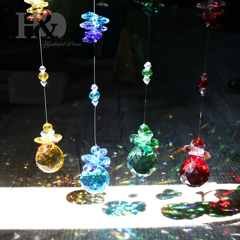 H& D 4 шт. люстра Octogon Chakra Suncatcher Цвета хрустальный шар призмы кулон окно Suncatcher для свадьбы/дома/сада декор