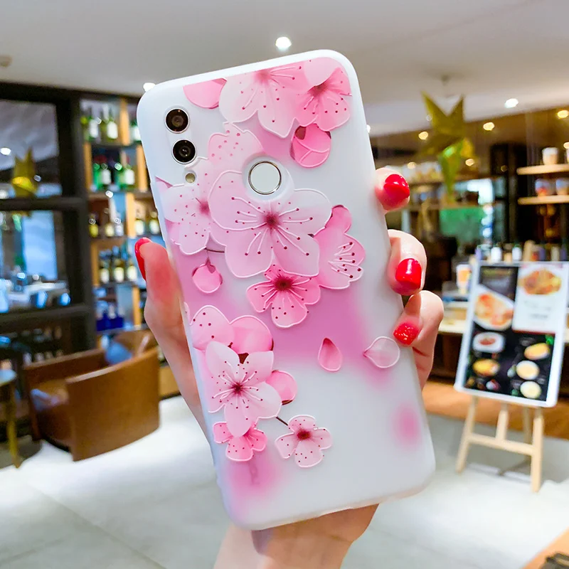 3D рельефные цветочные чехлы для Huawei Mate 20 Pro чехол P Smart 10Lite P20 Y7 Y9 2019 Матовые ТПУ
