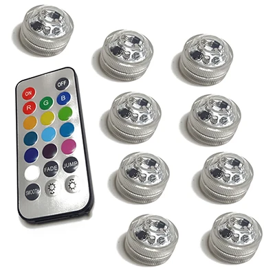 1 Controller 9 Lamp 3 Led RGB погружной светильник с дистанционным управлением, на батарейках, подводный Ночной светильник, ваза, чаша, для улицы, для сада, вечерние, украшения - Испускаемый цвет: 1 Controller 9 Lamp