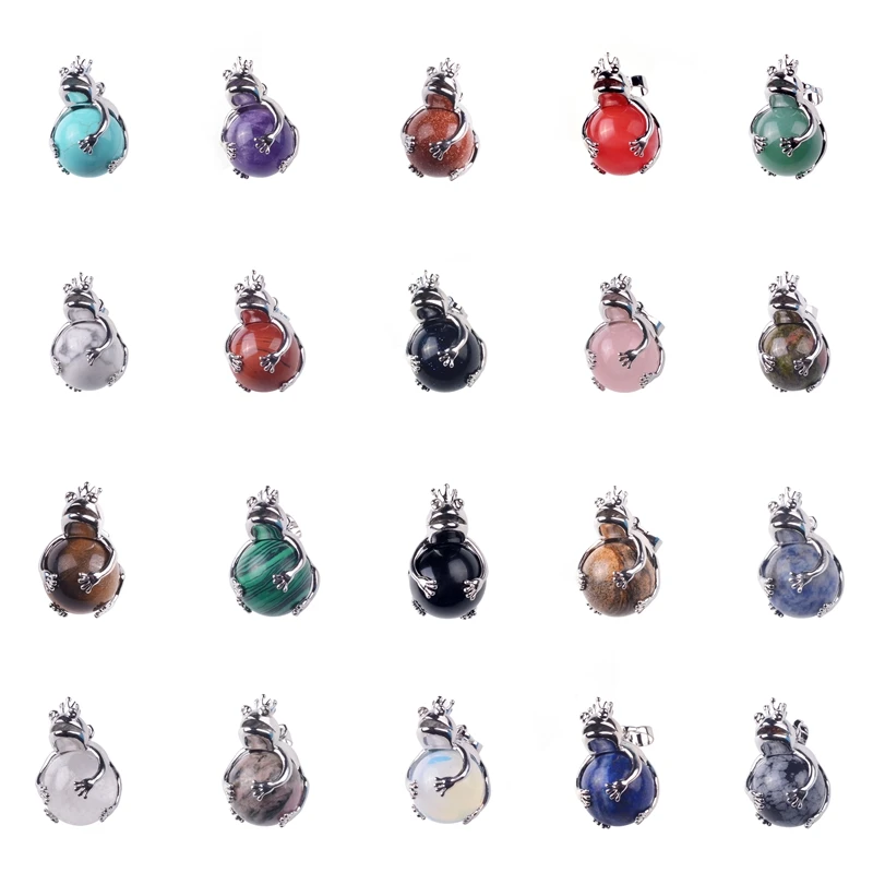 Ожерелья и подвески из натурального фиолетового камня с жемчугом лягушки для