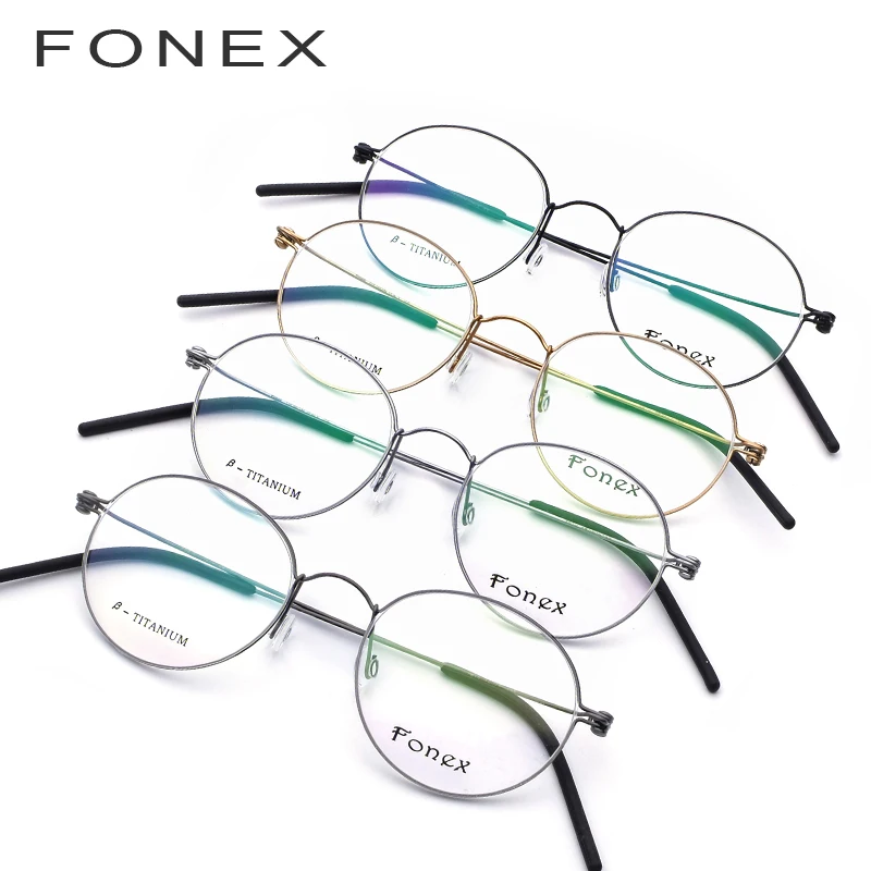 FONEX B Титан Близорукость Оптические очки оправа для мужчин рецепт корейские круглые очки для женщин Безвинтовые очки 7510