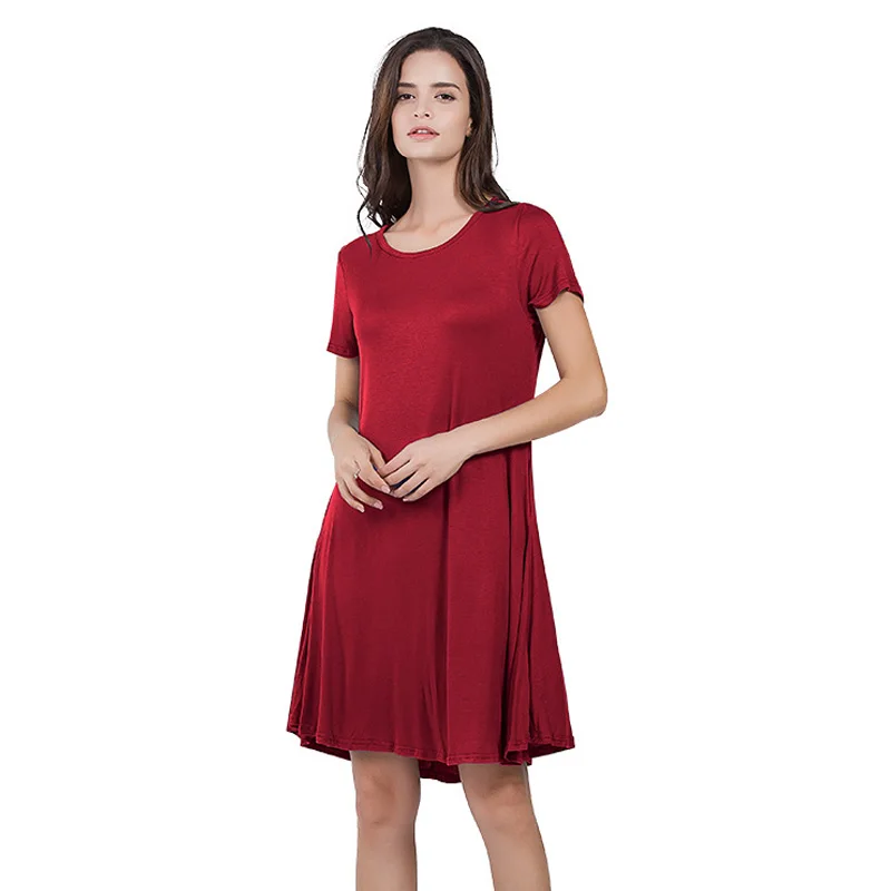

Women's Summer Elegant Office T-shirt Dress Ladies 2019 Streetwear Bodycon Beach Dresses Clothes, Red,Black,Blue,
