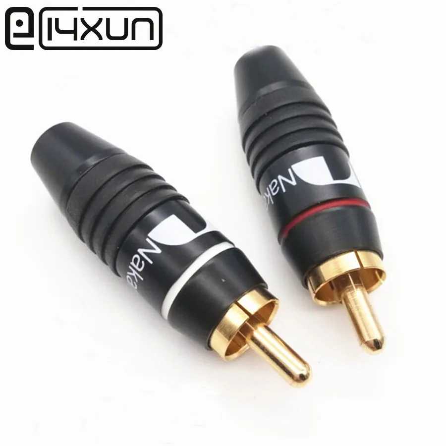 EClyxun 10 шт. латунный Nakamichi RCA Штекерный разъем аудиокабель Позолоченный черный для
