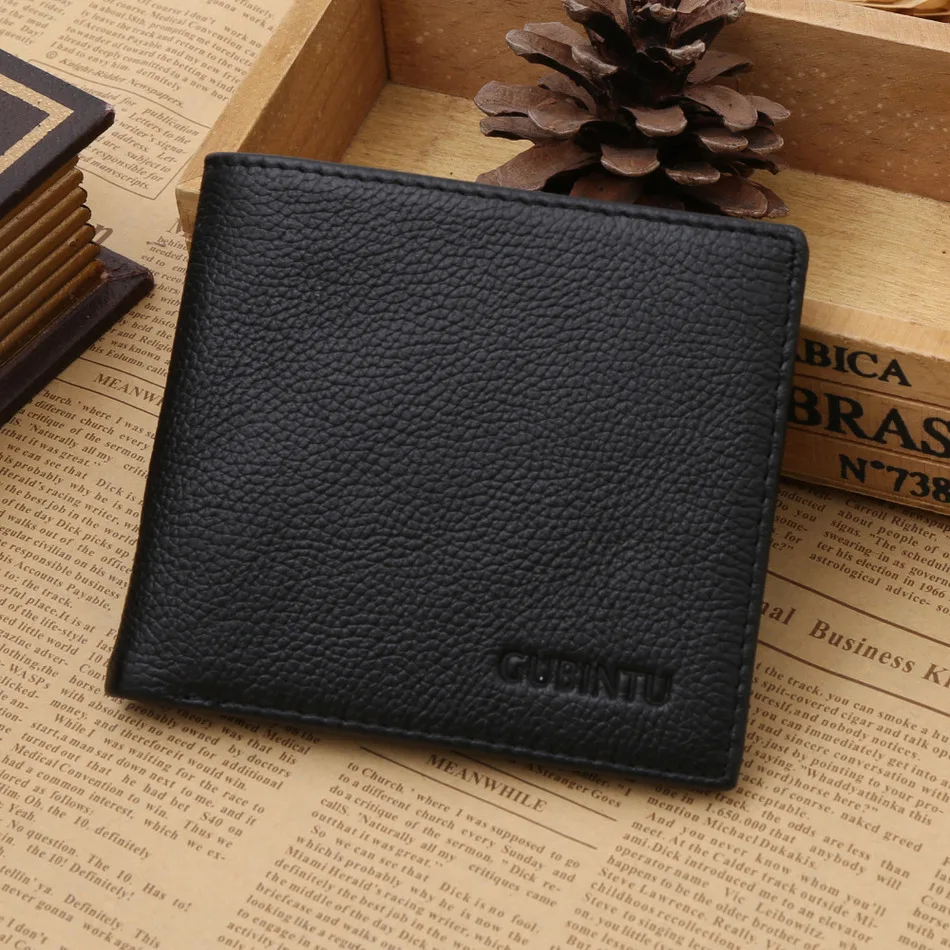 Деловые мужские кошельки модные короткие из натуральной кожи однотонные