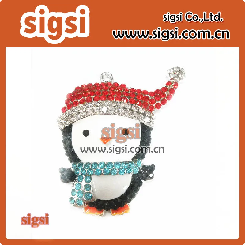 

Guangzhou 2015 wholesale vivid Penguin shape crystal rhinestone pendant for kids