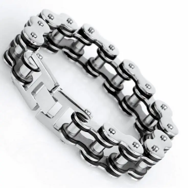 

Крутой тяжелый мужской Байкерский велосипед цепь звеньев мужской браслет и браслет модные панковские черные золотые Синие Ювелирные издел...