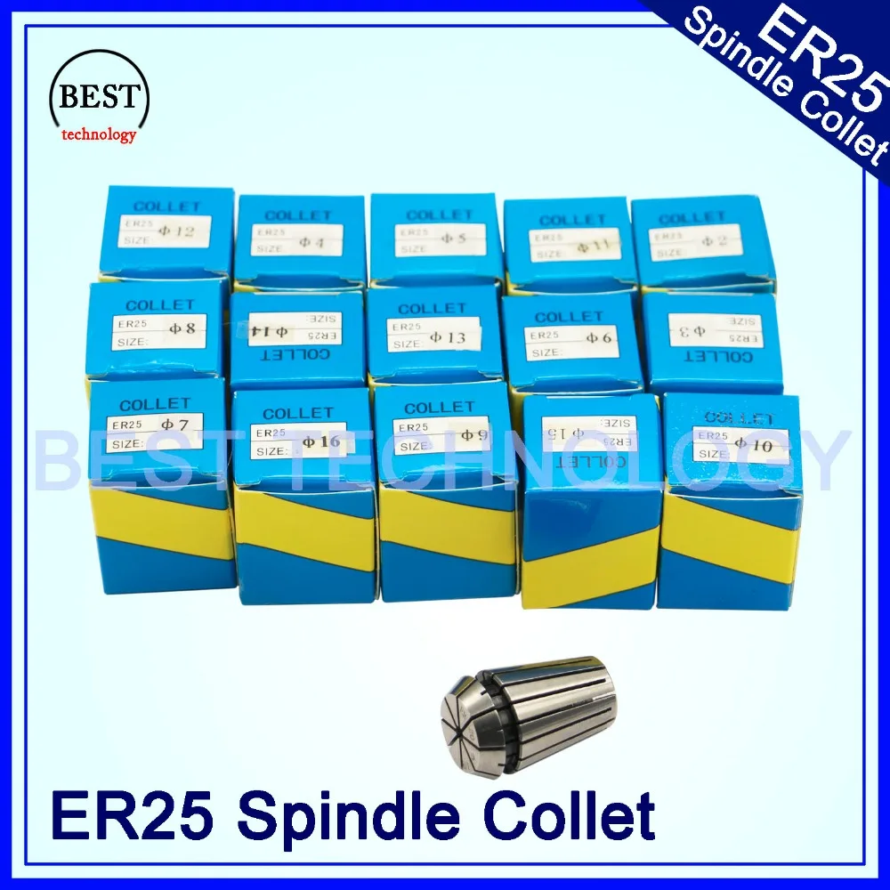 

spindle tool collet ER25 collet chuck set 16pcs from 1 mm to 16 mm for CNC engraving milling machine spindle motor !