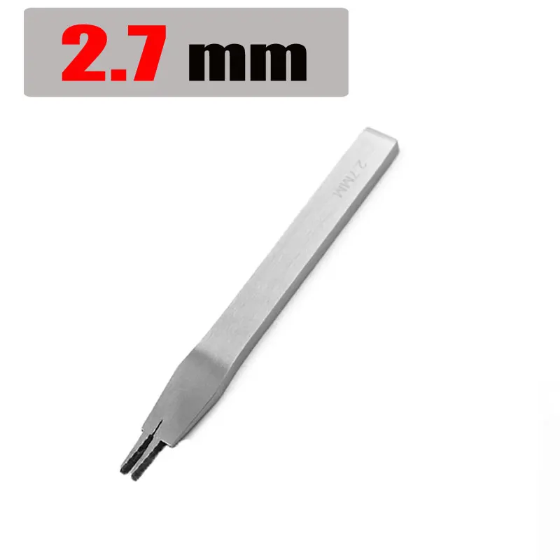 2.7mm 2prongs 2,7/3,0/3,38/3,85 мм Нержавеющая сталь плоский долото для кожи укалывание Утюг кожа инструменты ремесло Дырокол комплект набор инструментов для самостоятельного 2/5/10 зубец - Цвет: 2.7mm 2prongs